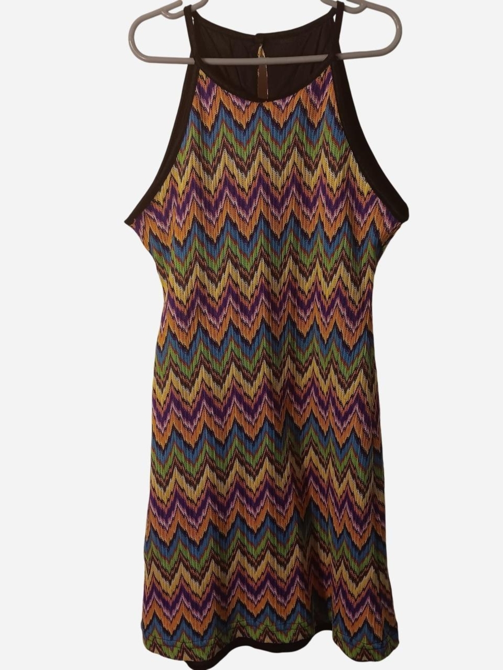 All That Jazz - Crocheted Zig-zag Halter Mini Dress - Multicolor - XS (approx.)